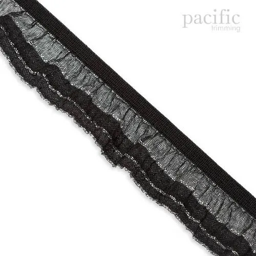 1 Inch Stretch Layer Ruffle With Metallic Edge Elastic