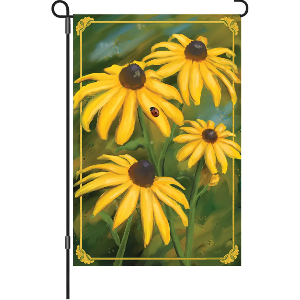 12 in. Springtime Floral Garden Flag  - Black Eyed Susans