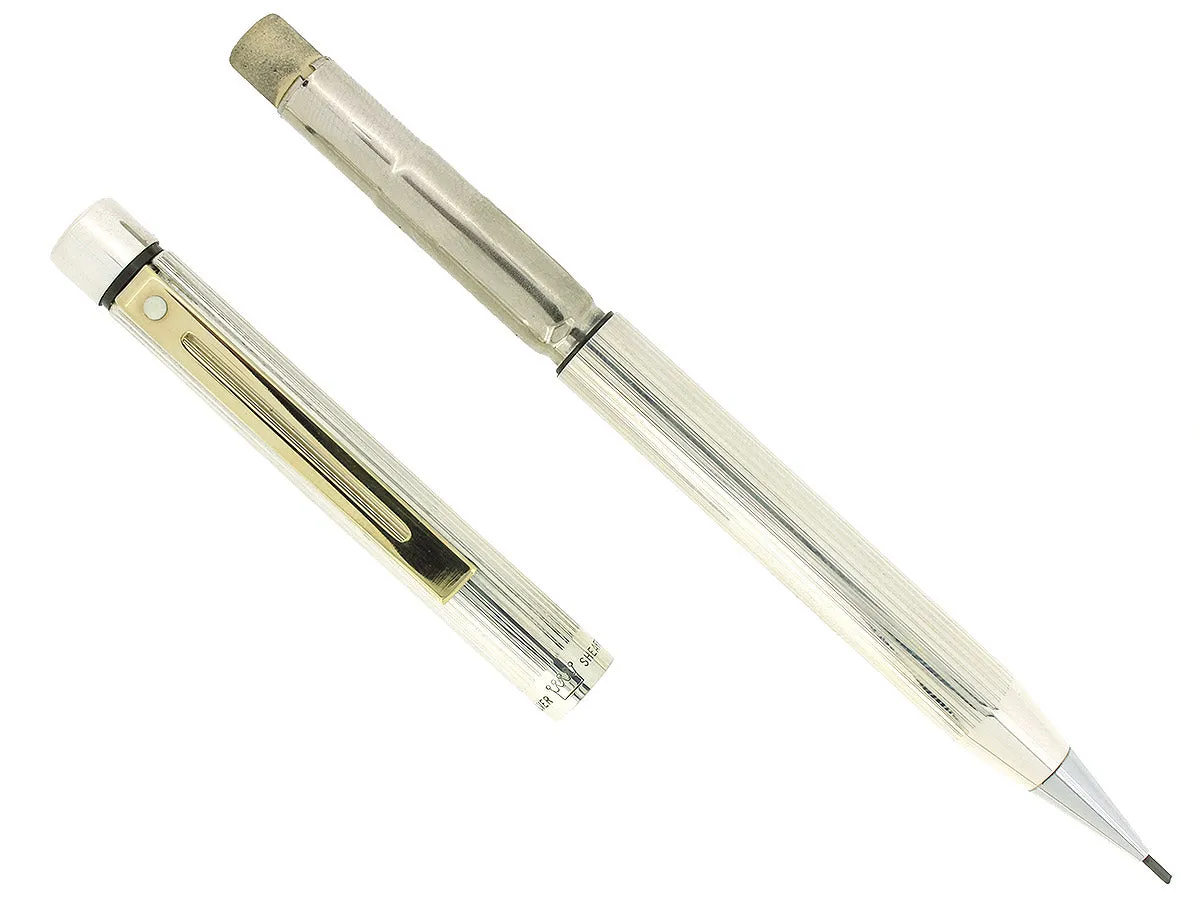 1976 SHEAFFER TARGA MODEL 1004X GOLD TRIM STERLING SILVER STRAIGHT LINE PENCIL MINT CONDITION