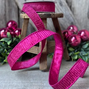 1" Hot Pink Pleated Metallic Ribbon, Fuchsia Ribbbon