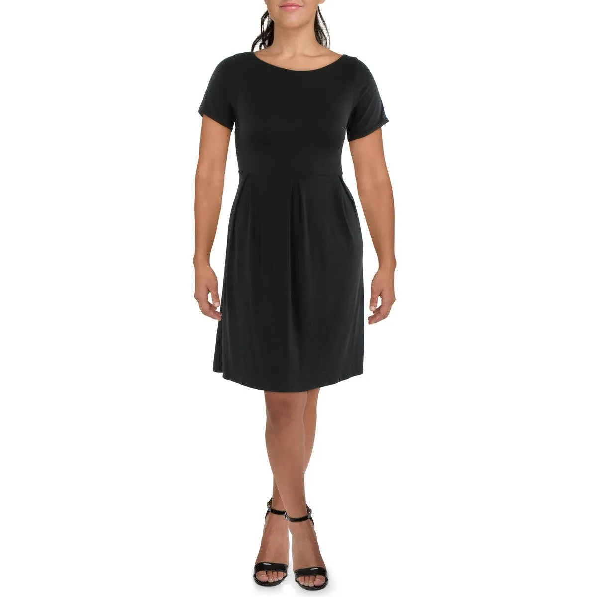 24seven Comfort Apparel Womens Short Sleeve Knee Length Midi Dress