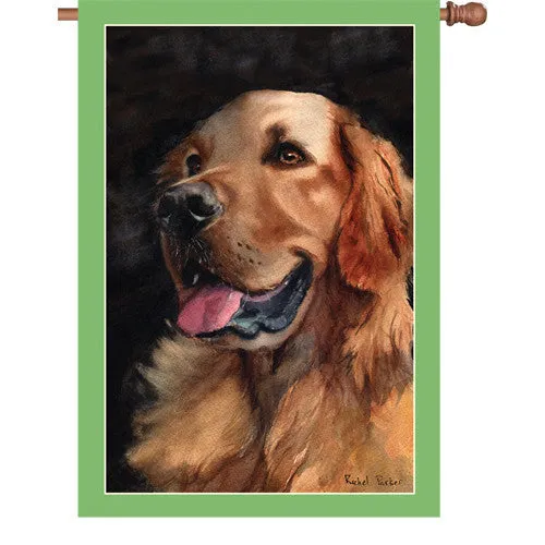 28 in. Golden Retriever Dog House Flag - Golden Friend