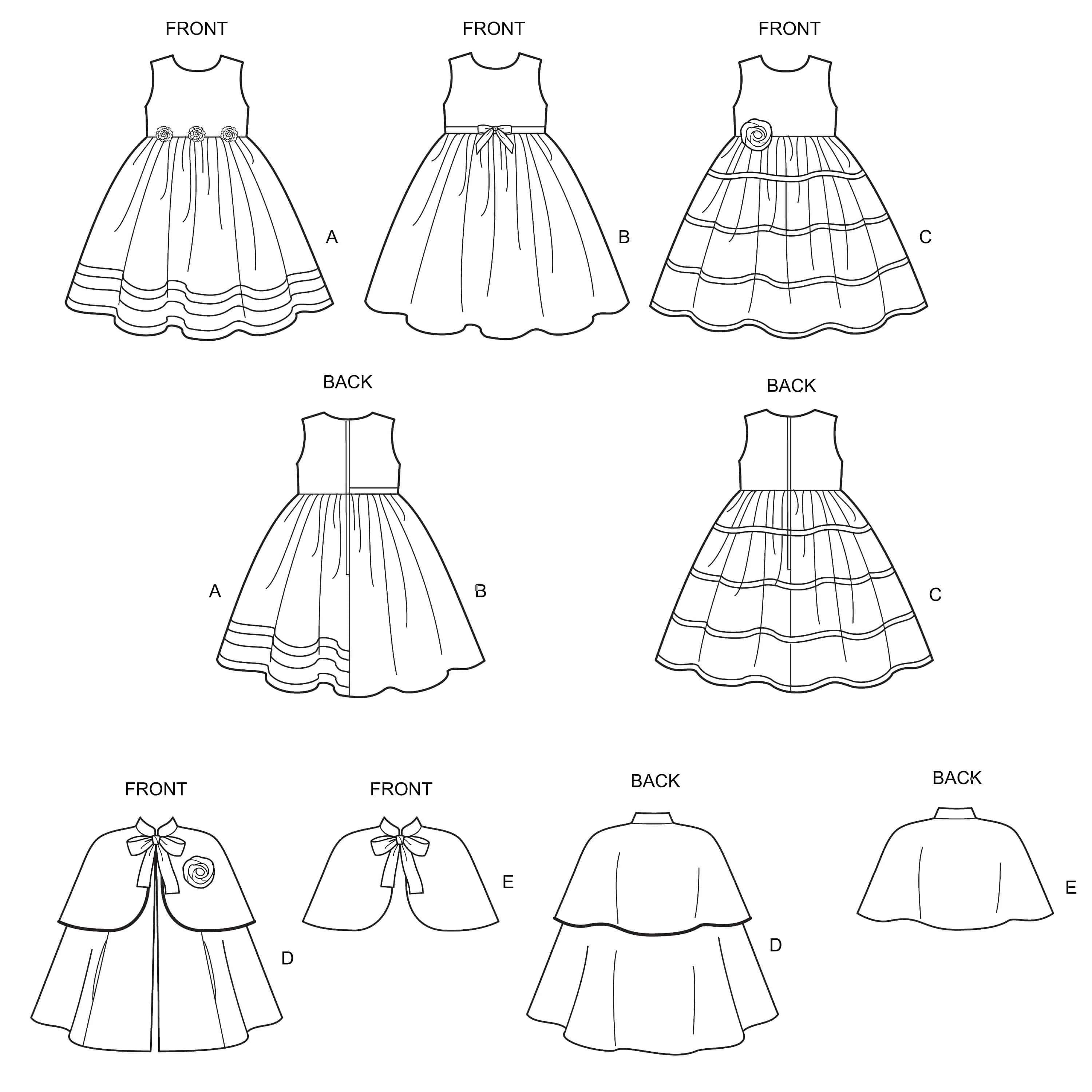 6631 New Look Sewing Pattern N6631 Children's Dresses and Capes