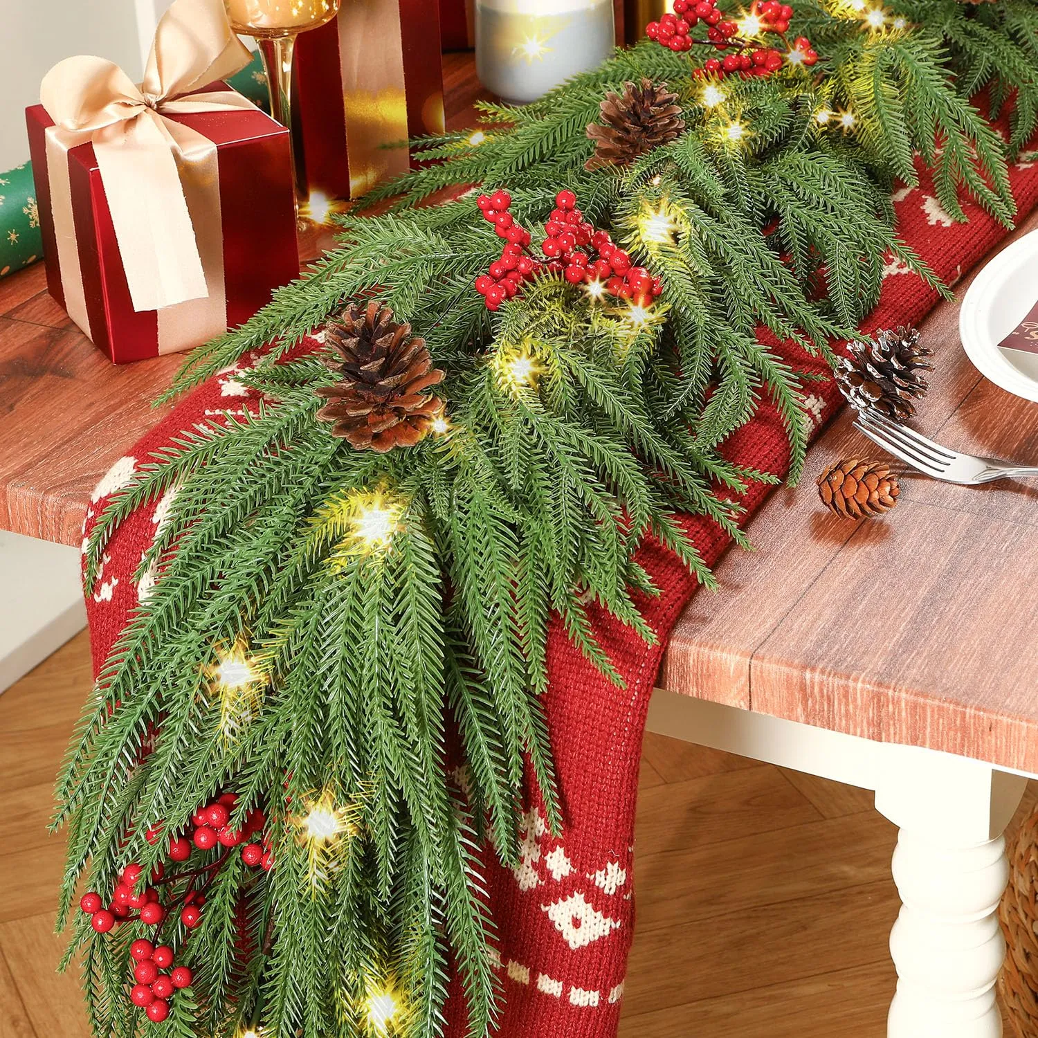 6FT Prelit Christmas Garland Decorations with Timer Function