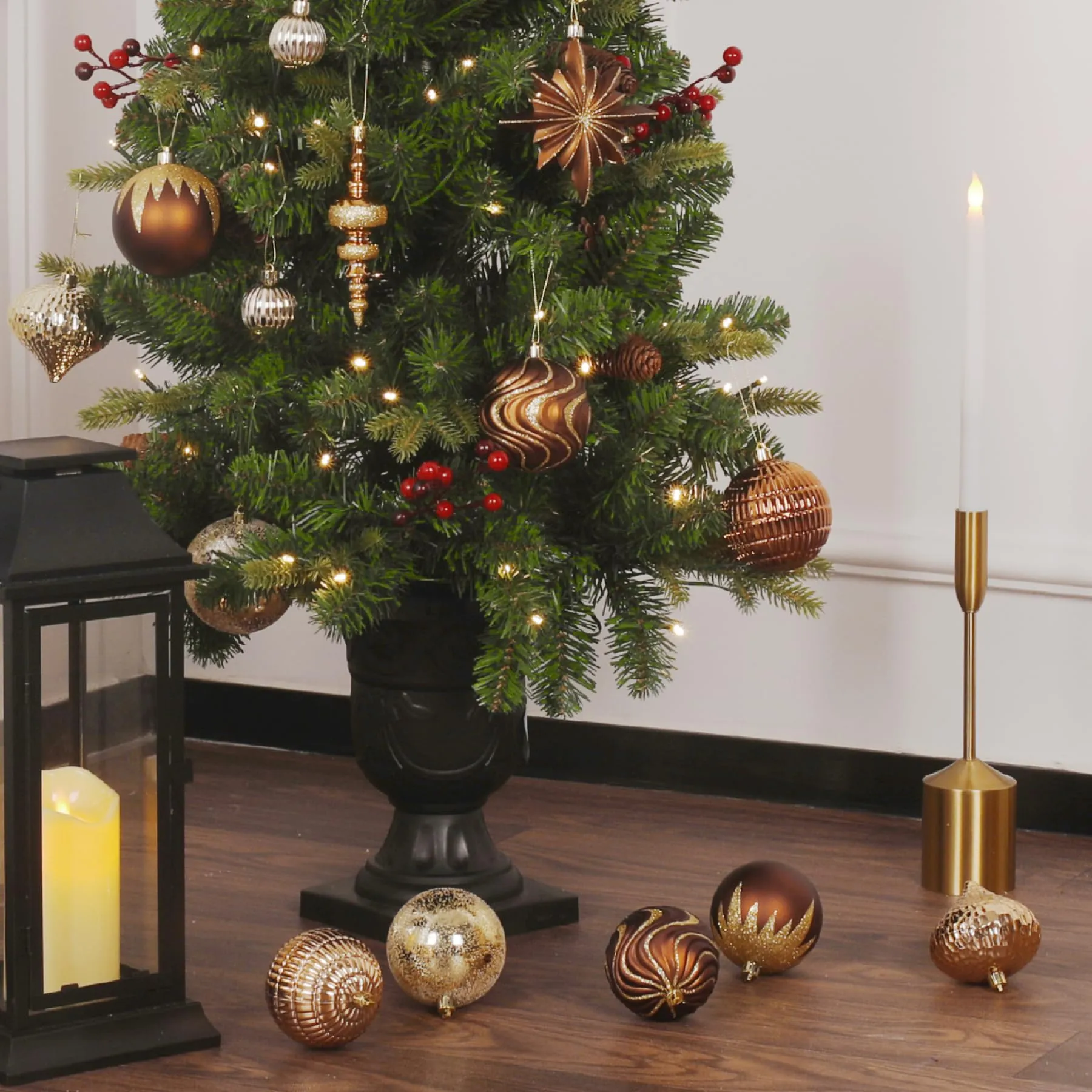 80ct Bronze-Gold Christmas Ball Ornament Set