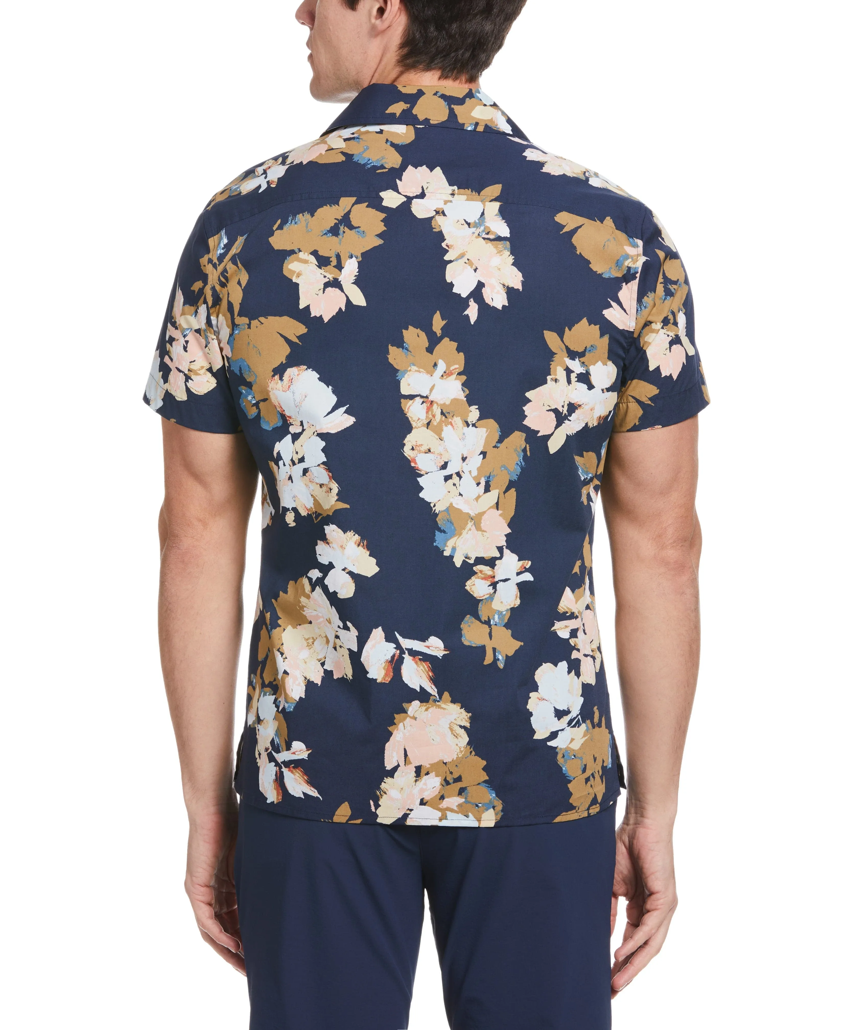 Abstract Floral Print Camp Collar Shirt