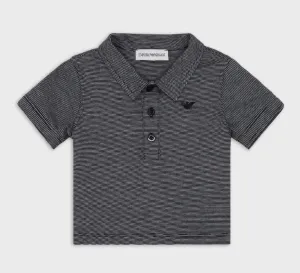 AJ Navy Stripe SS Baby Polo