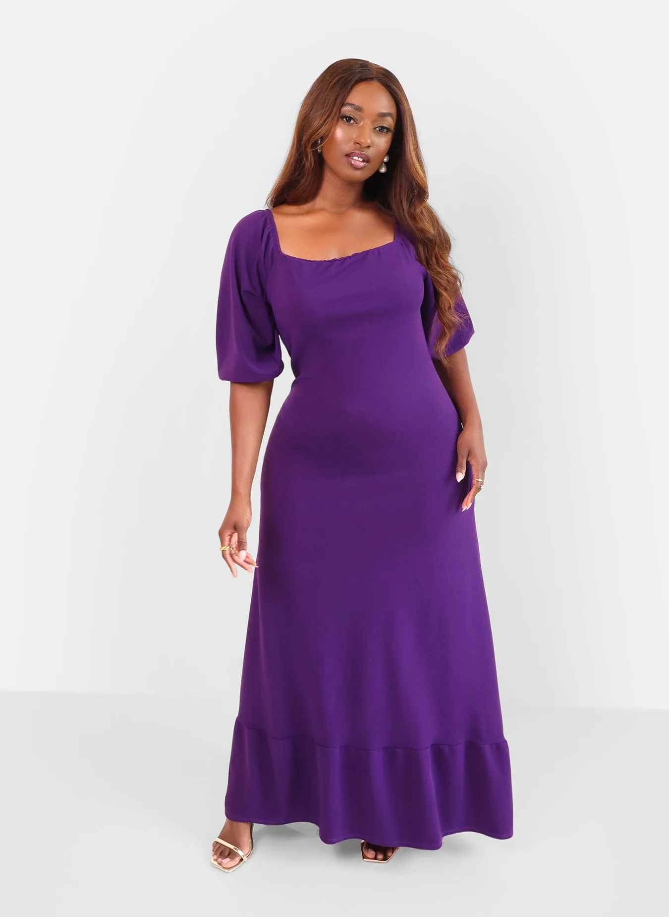 Aster Puff Sleeve A Line Maxi Dress