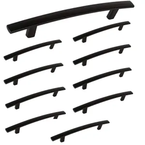 Aviano - 10 Pack Modern Curved Subtle Arch Handle Pull (5" Hole Center, Matte Black)