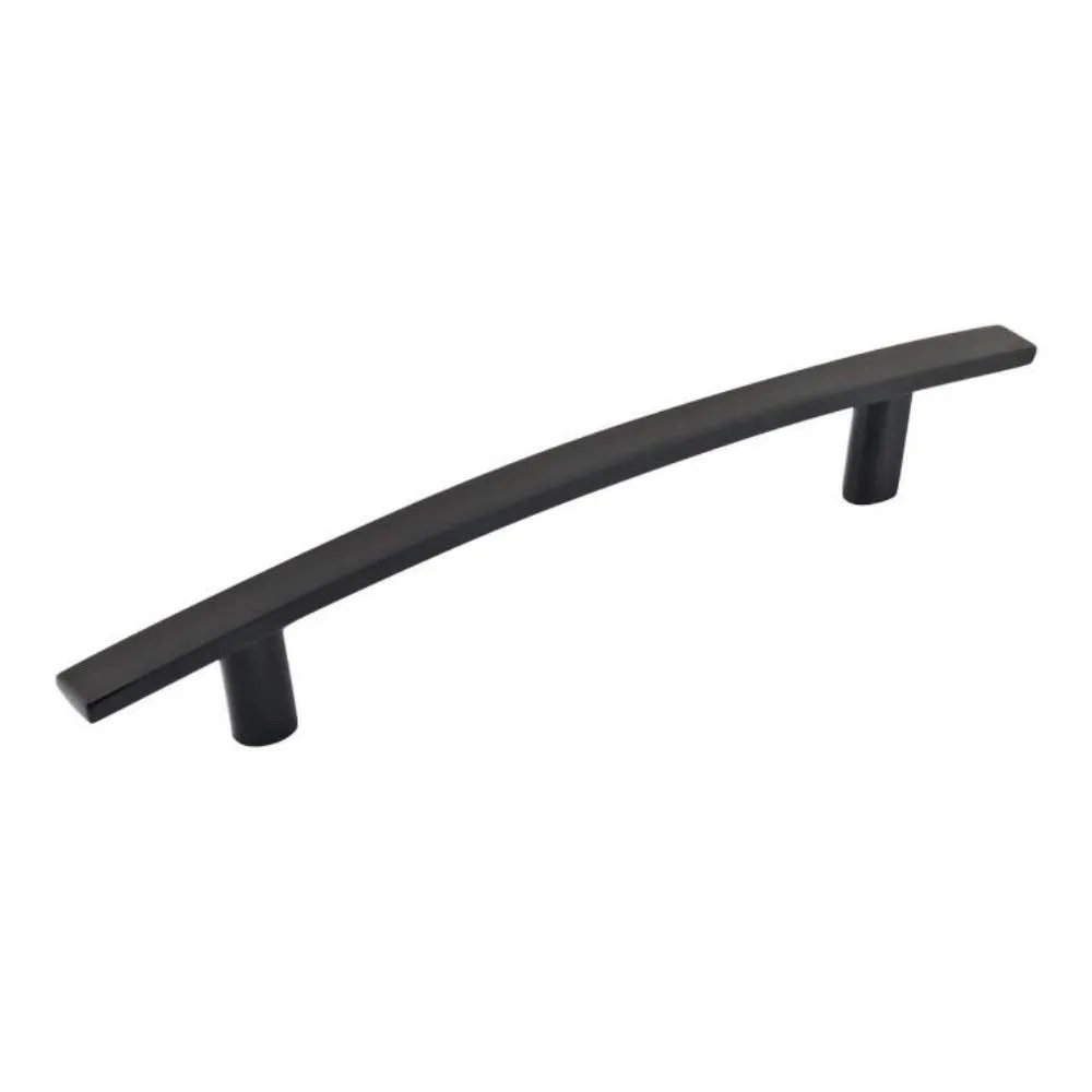 Aviano - 10 Pack Modern Curved Subtle Arch Handle Pull (5" Hole Center, Matte Black)