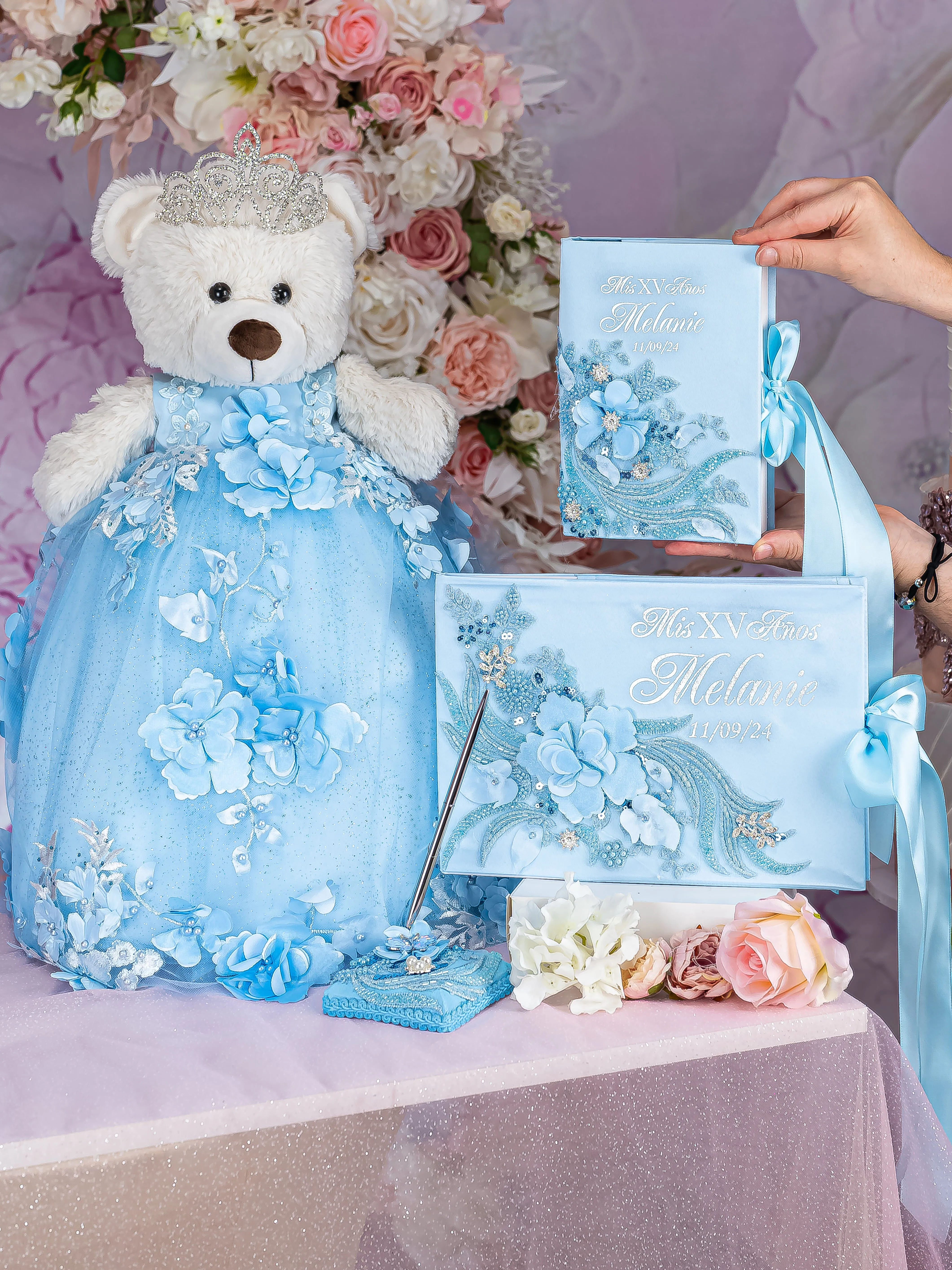 Azul celeste quinceanera guest book