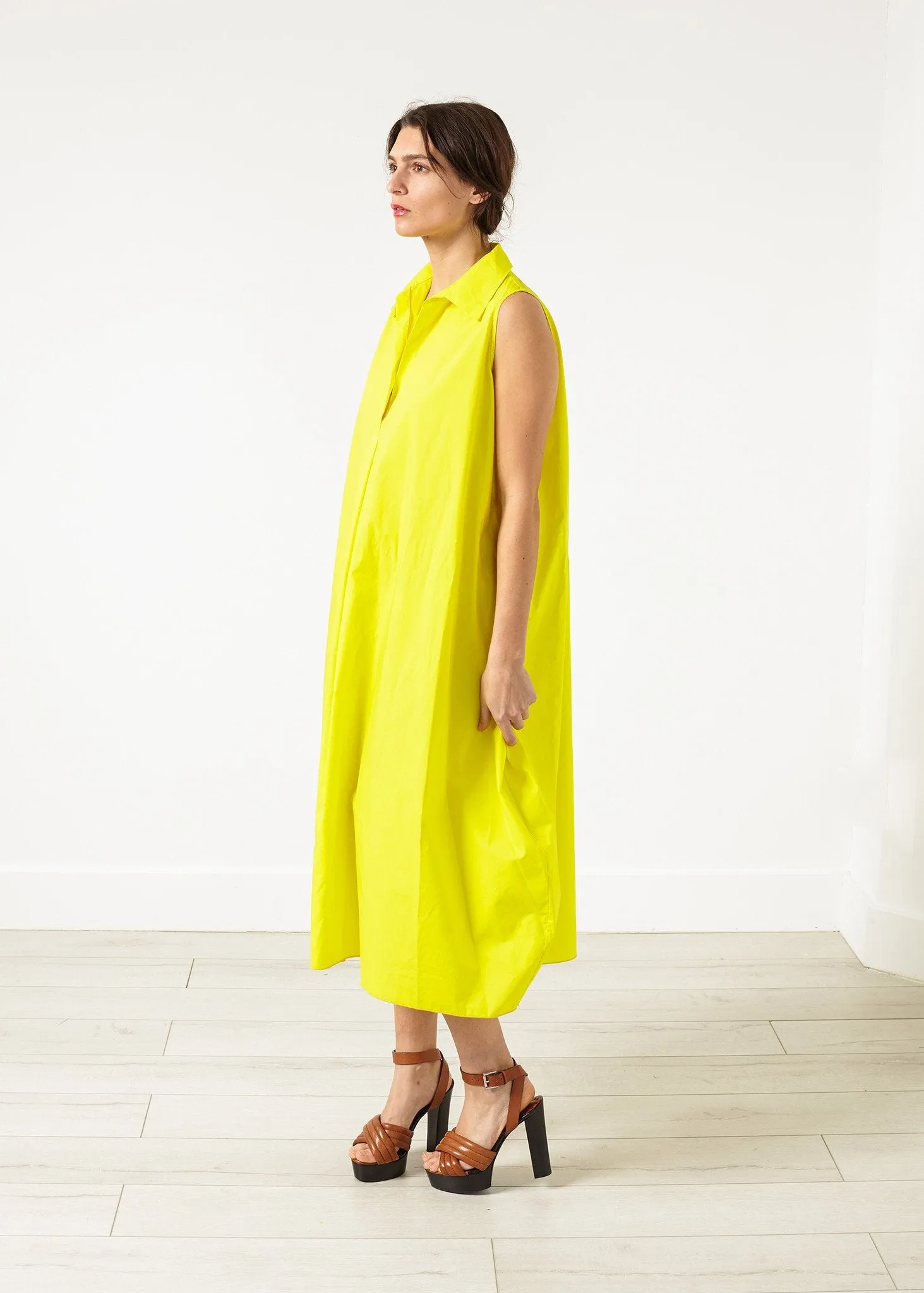 Balloon Cotton Dress in Yellow