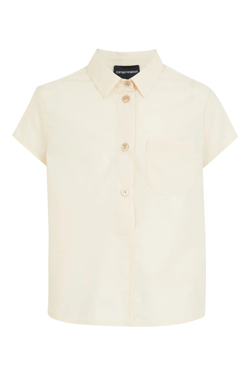 Beige Short Sleeve Poplin Shirt