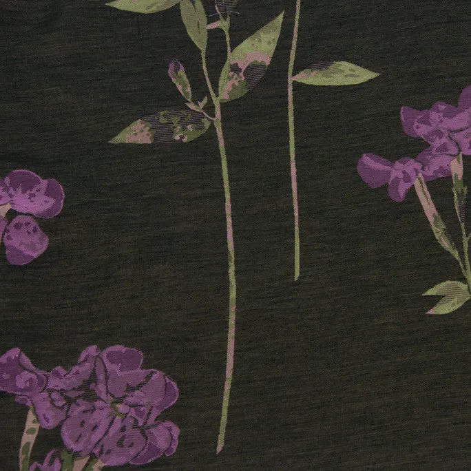 Black Mauve Floral Jacquard 58