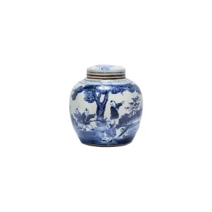 Blue and White Mini Jar Kids Playing Under Tree