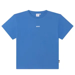 Boss Kids Sky Blue Rubberised Logo T-Shirt