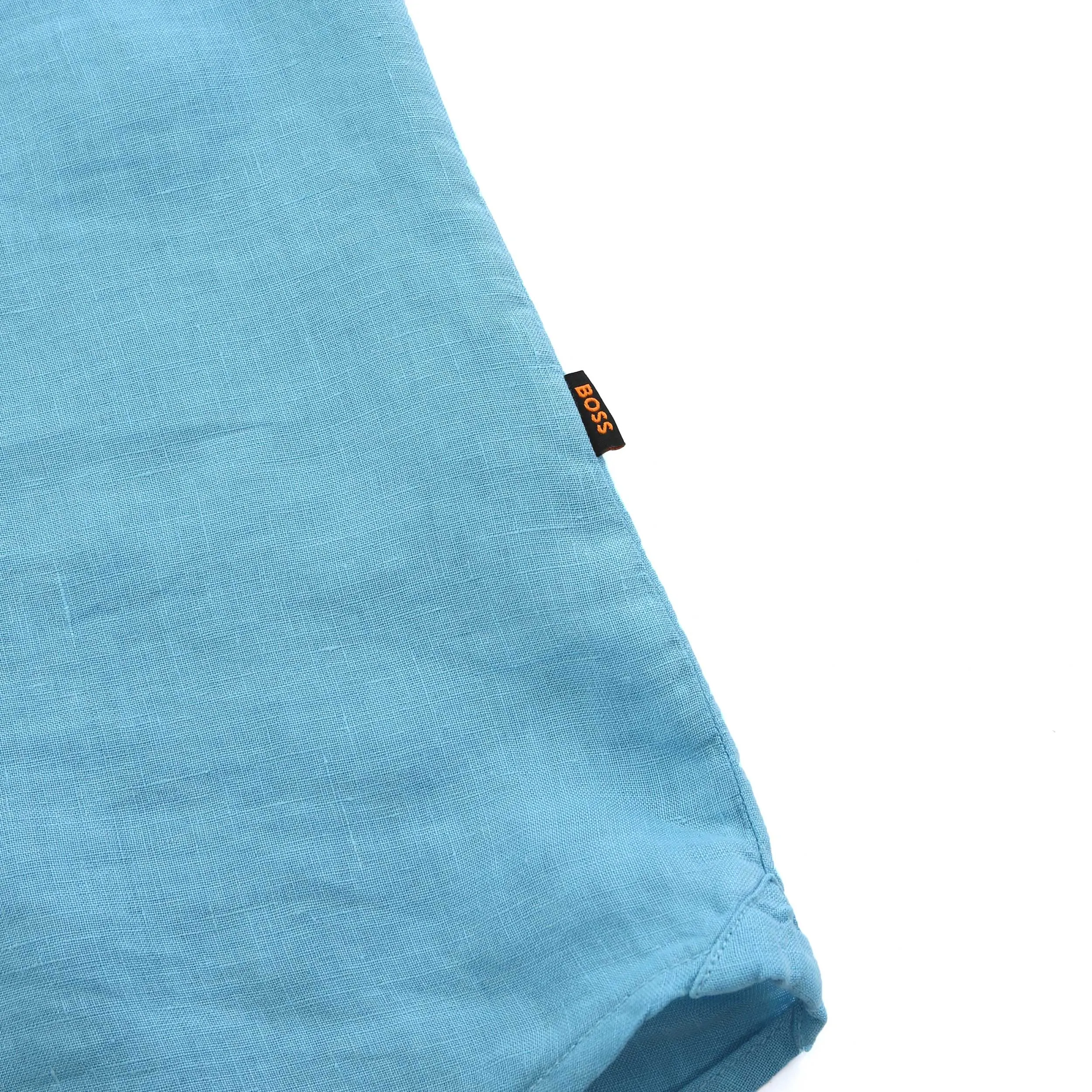 BOSS Rash 2 Short Sleeve Linen Shirt in Teal