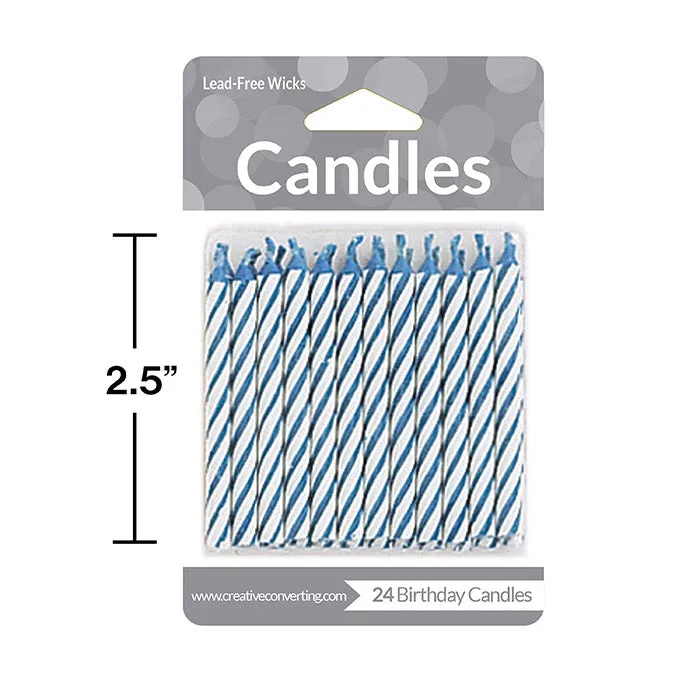 Bulk Pack of 120 Blue Striped Candles