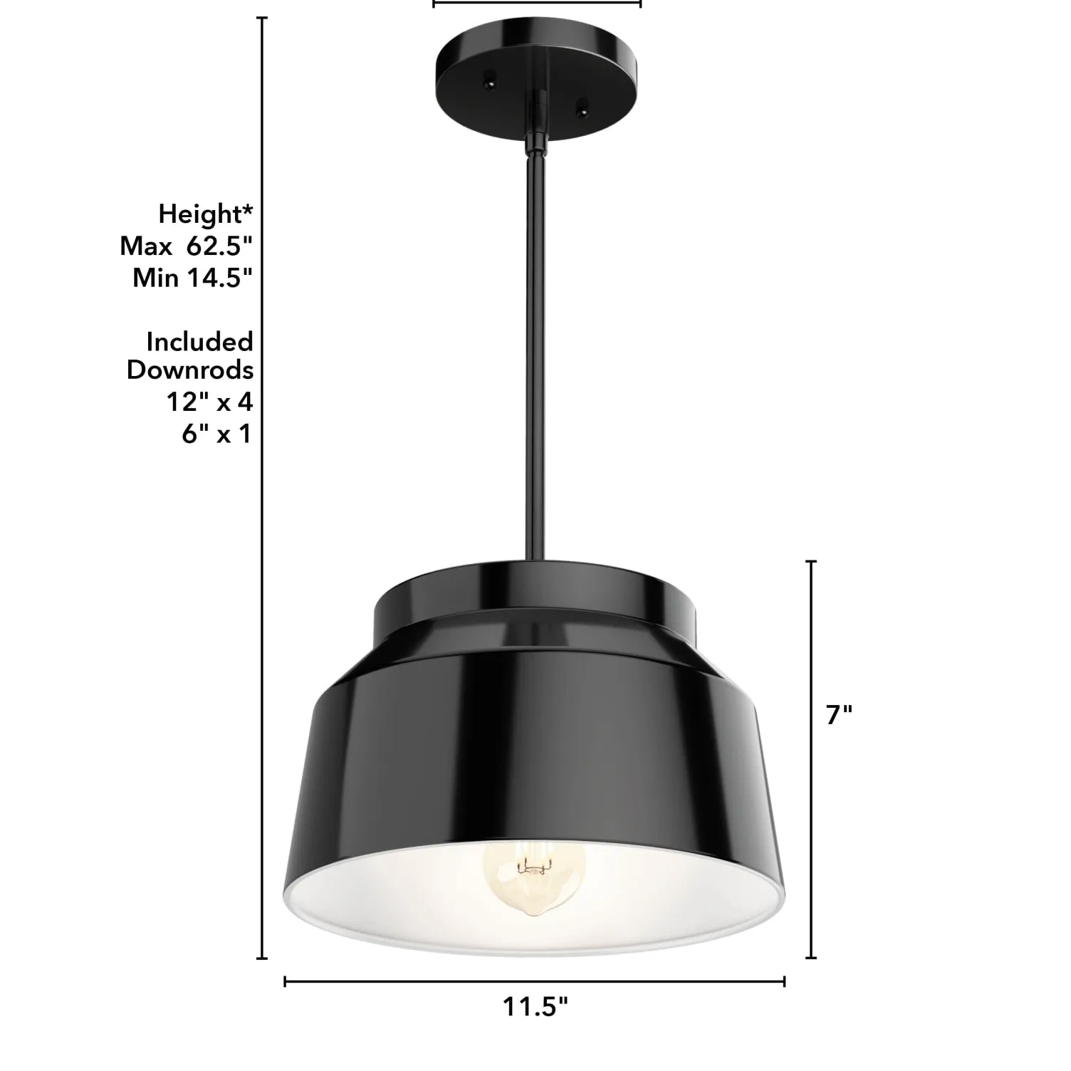 Carlie 1 Light Pendant in Black