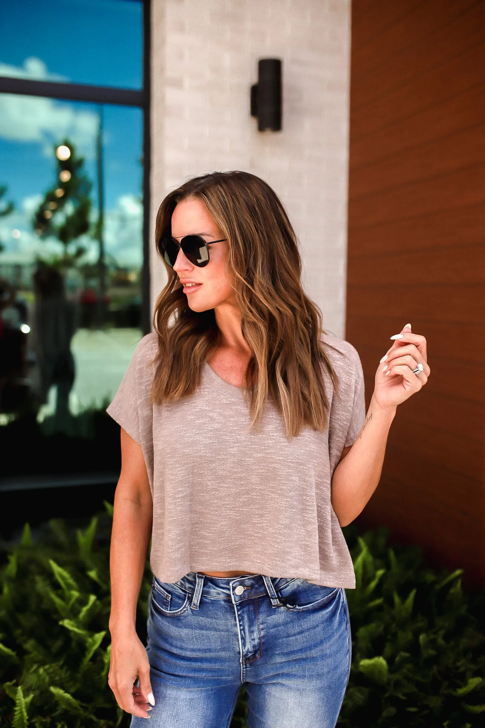 Classic Comfort V-Neck Top in Mocha