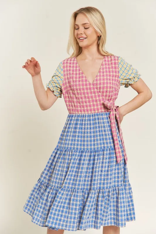 Colorblock gingham Dress