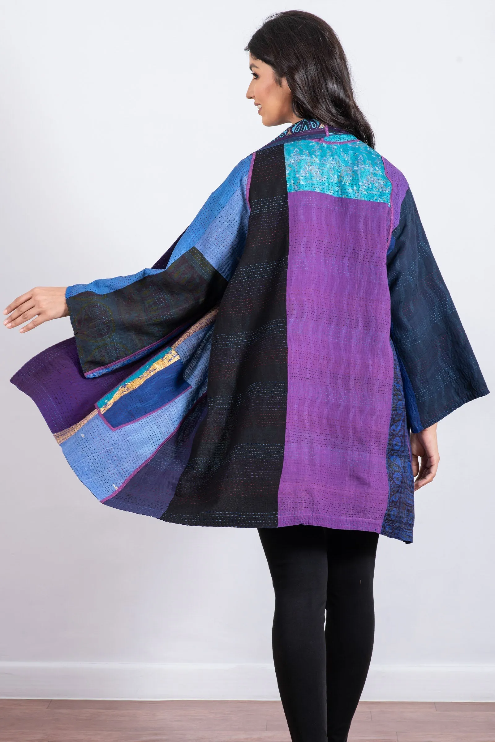 DESERT WAVES KANTHA A-LINE JKT - dw2003-blu -