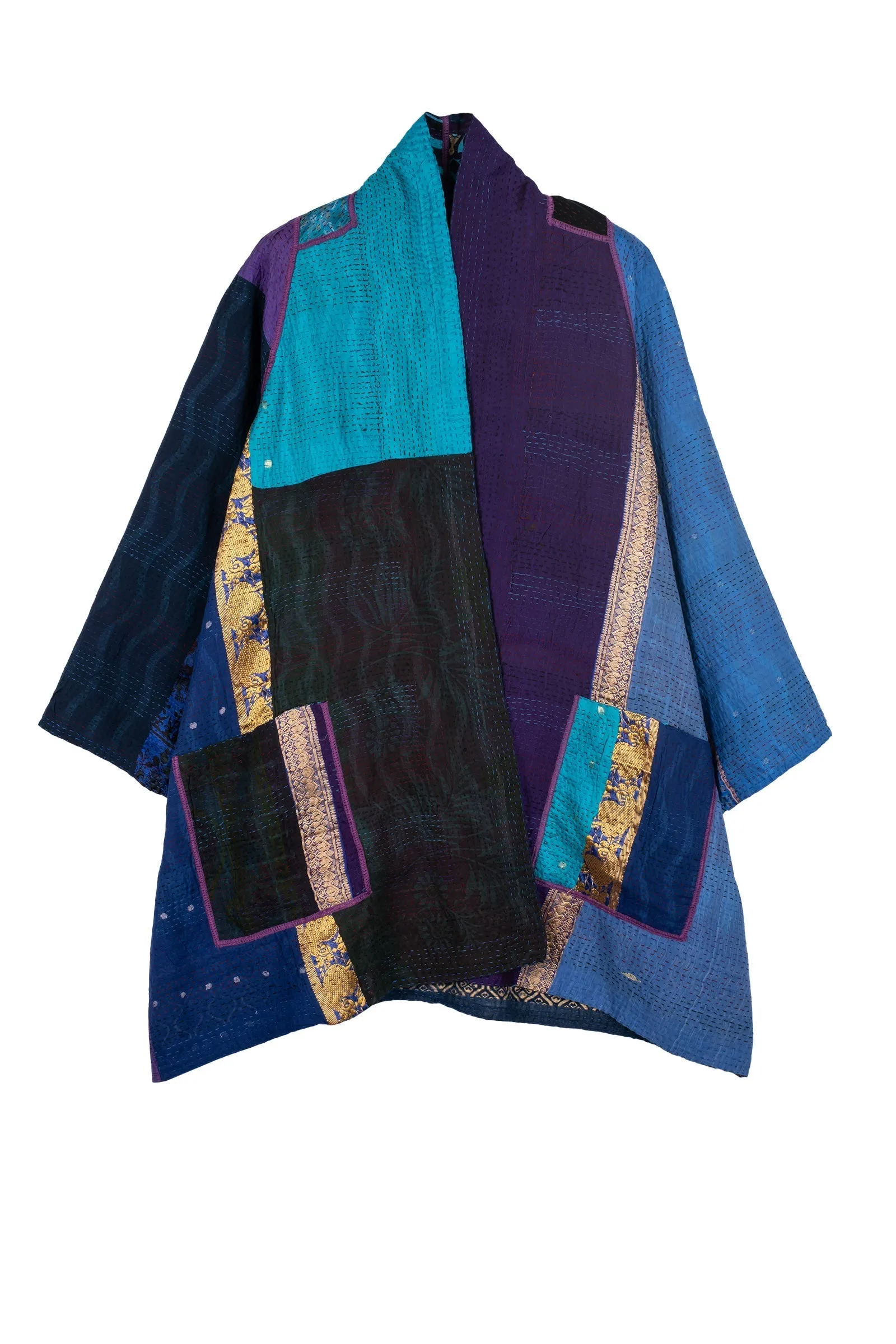 DESERT WAVES KANTHA A-LINE JKT - dw2003-blu -