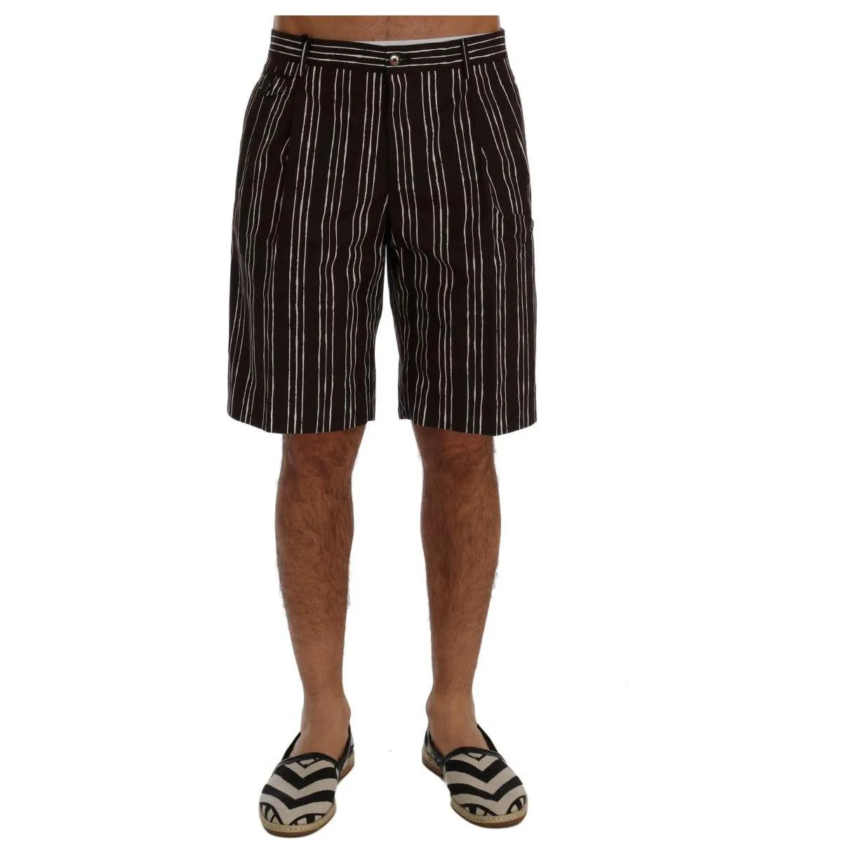 Dolce & Gabbana Bordeaux Striped Cotton Knee High Shorts