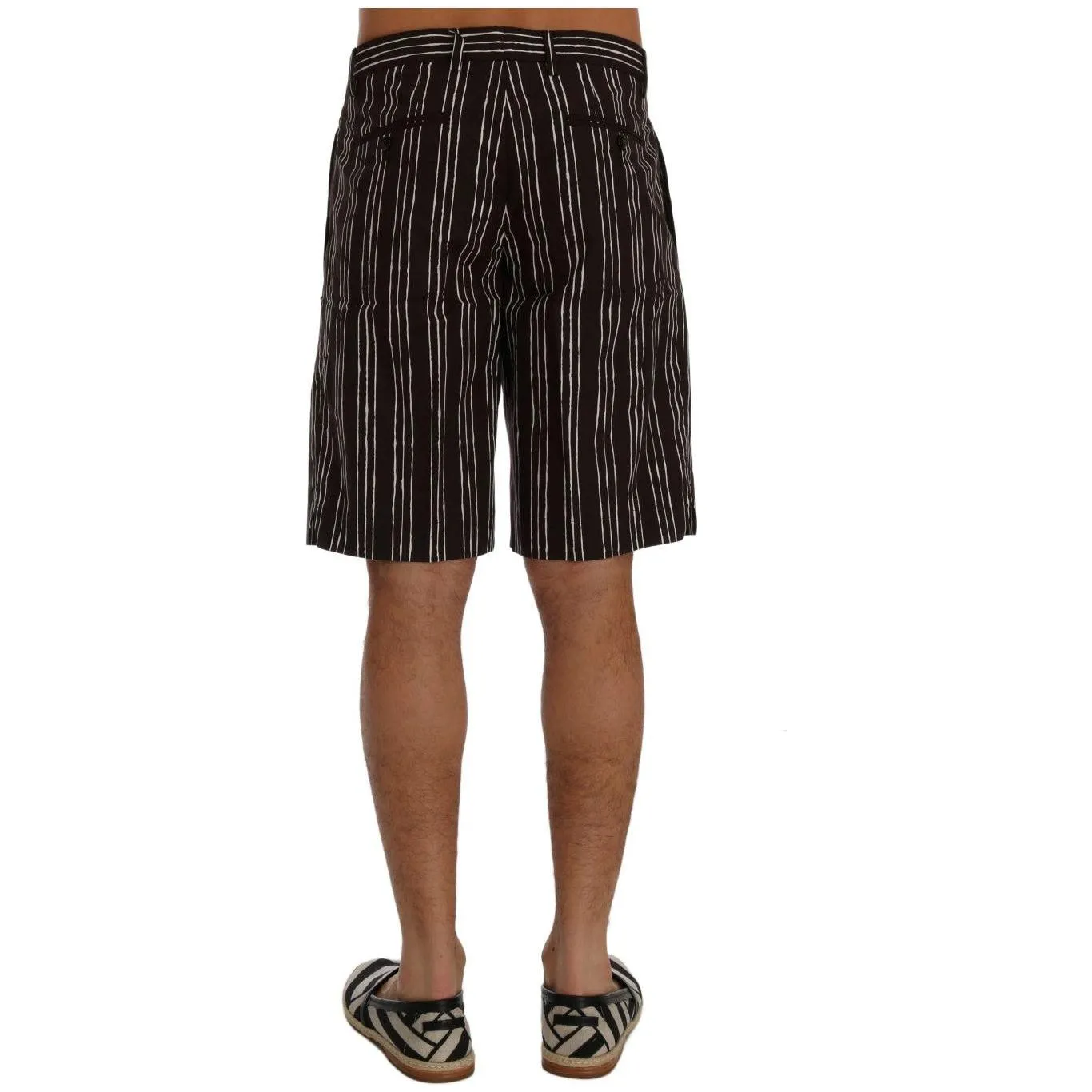 Dolce & Gabbana Bordeaux Striped Cotton Knee High Shorts