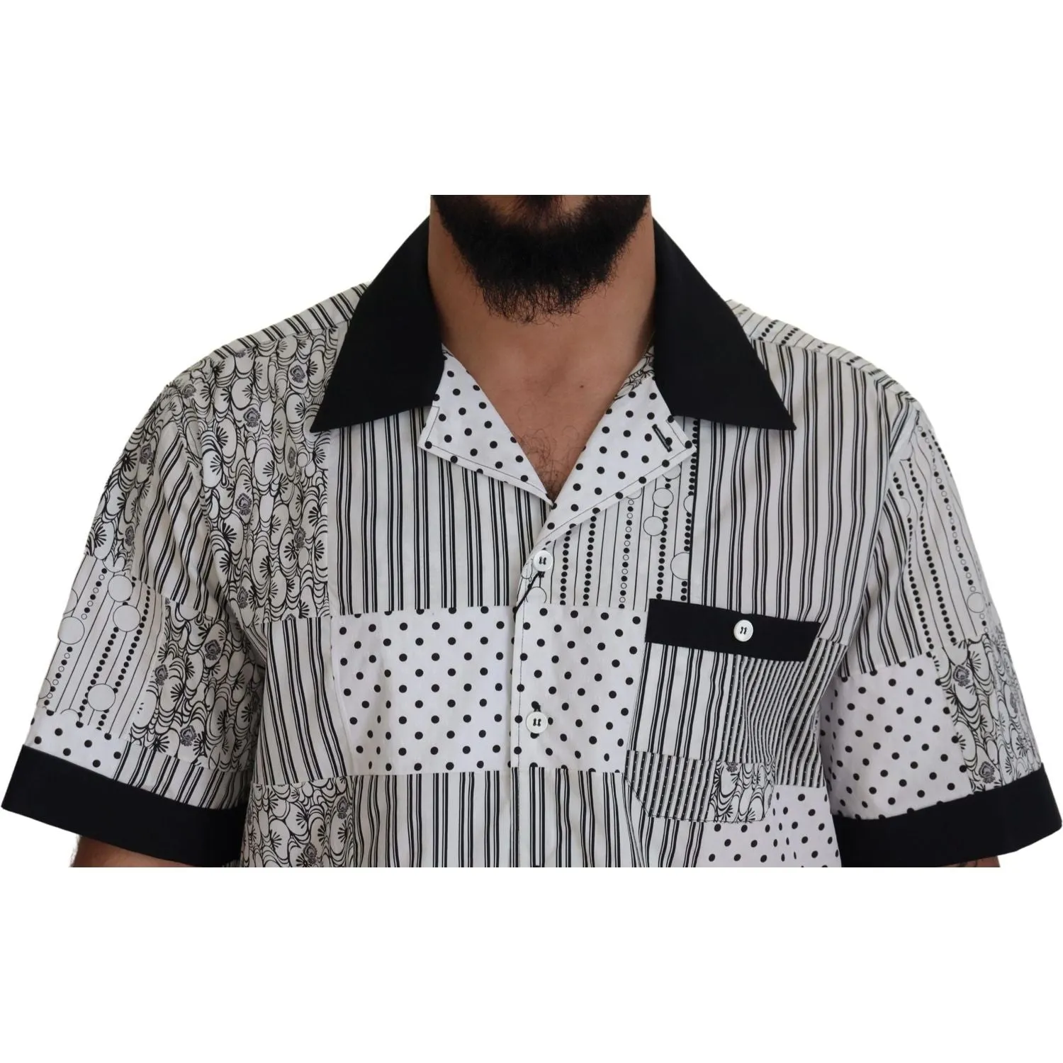 Dolce & Gabbana Elegant Black & White Cotton Shirt