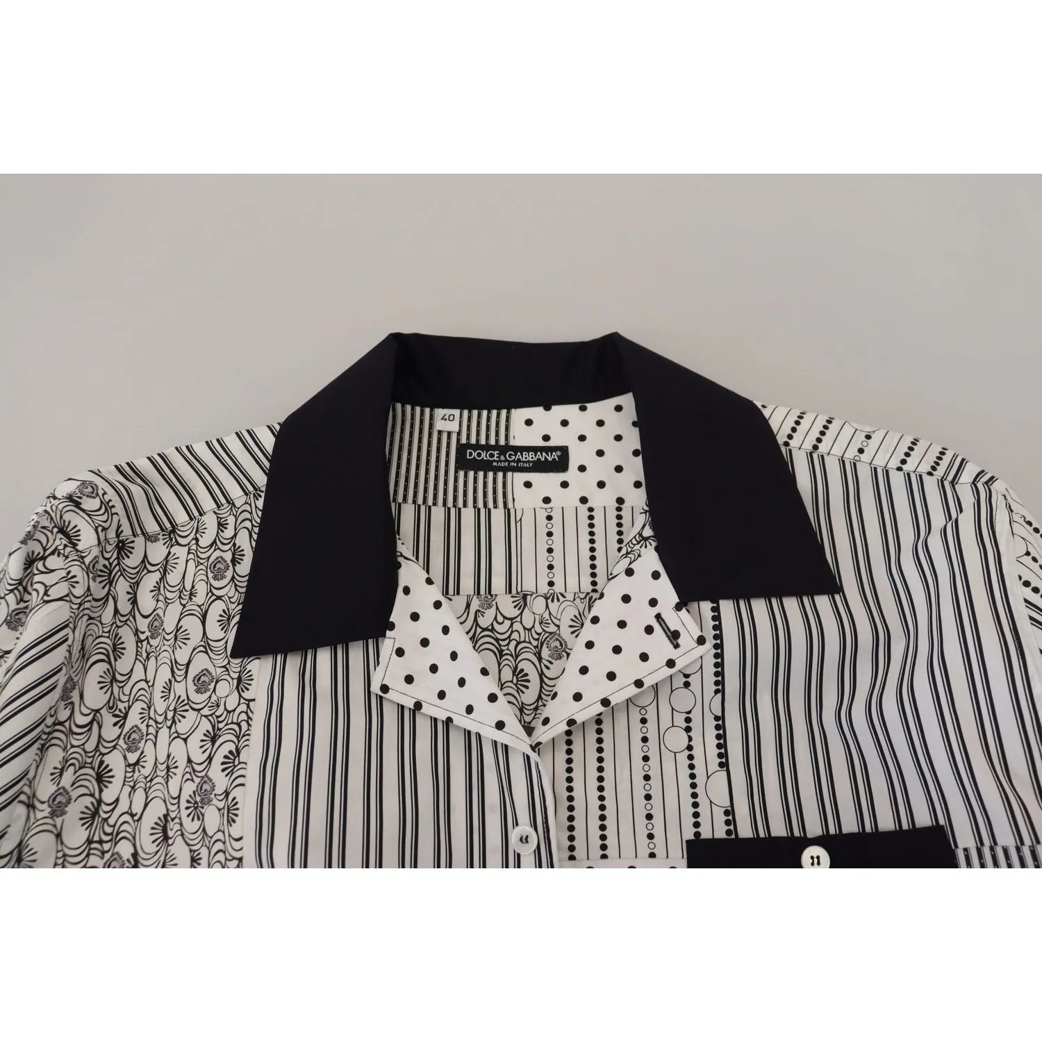 Dolce & Gabbana Elegant Black & White Cotton Shirt