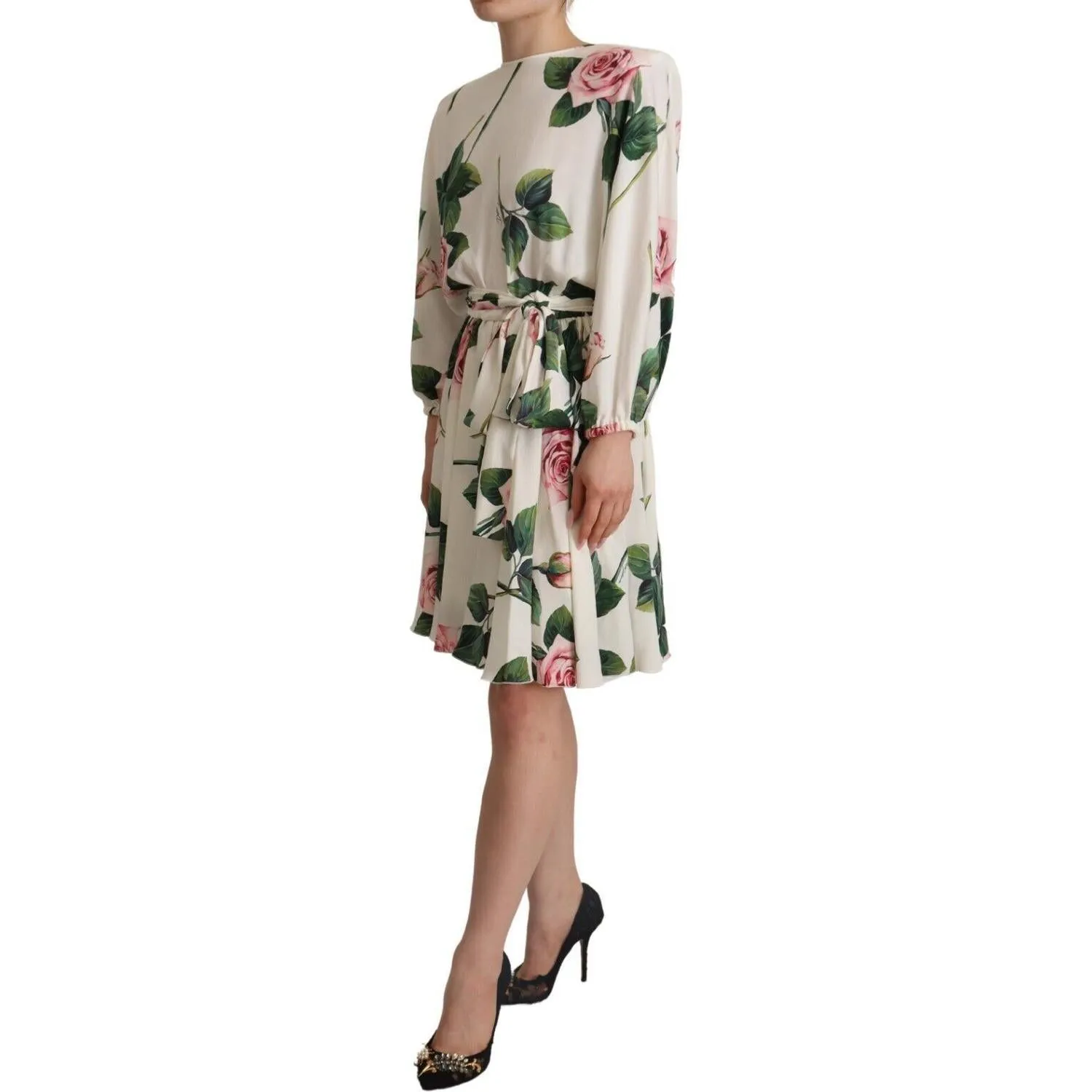 Dolce & Gabbana Elegant Silk Floral A-Line Dress