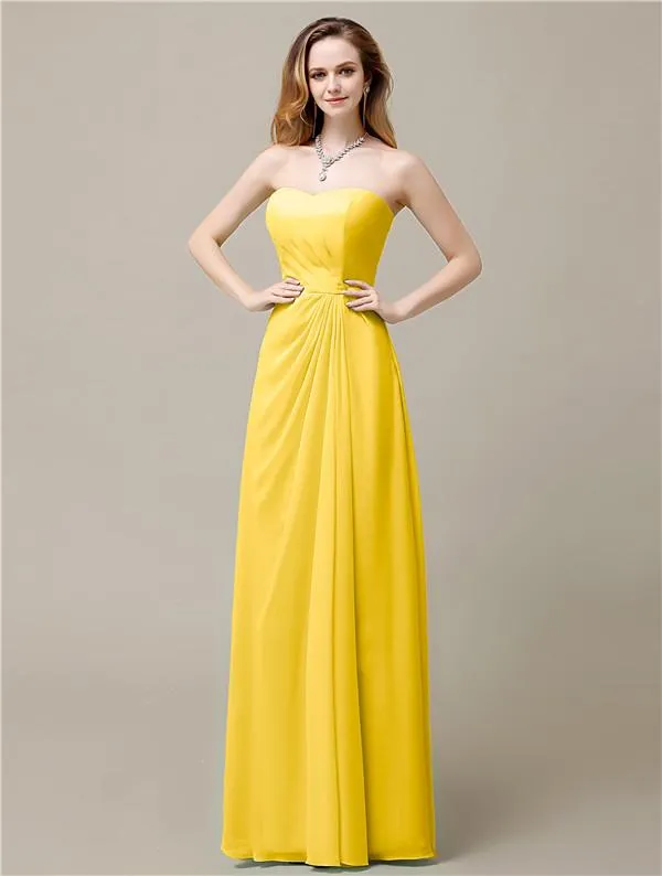 Elegant A-line Chiffon Sweetheart Floor-Length Bridesmaid Dresses