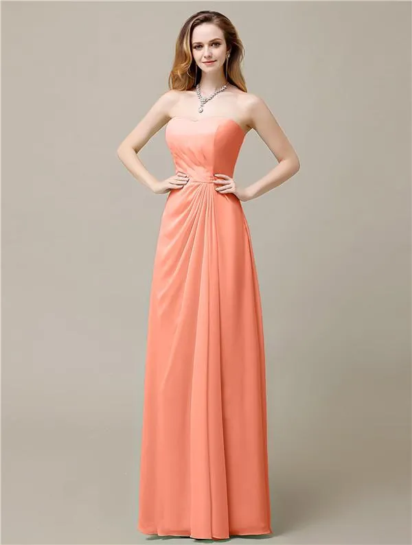 Elegant A-line Chiffon Sweetheart Floor-Length Bridesmaid Dresses