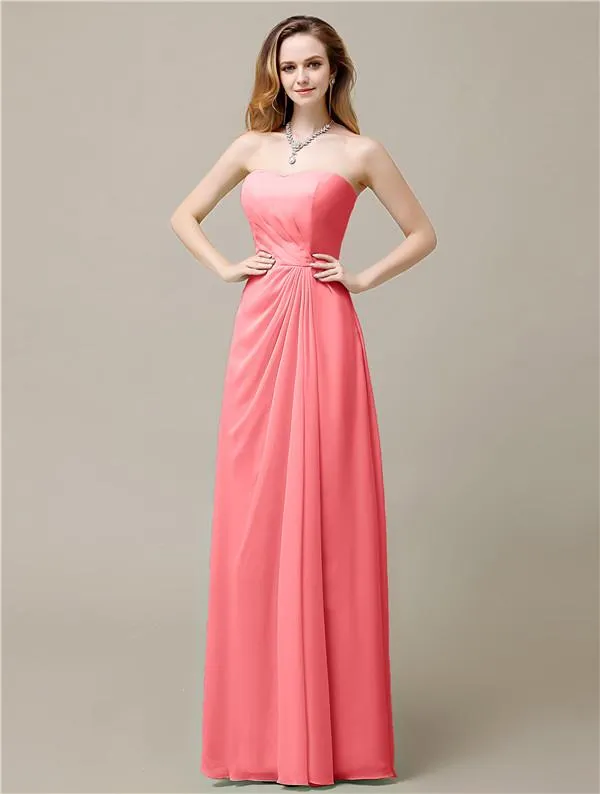 Elegant A-line Chiffon Sweetheart Floor-Length Bridesmaid Dresses