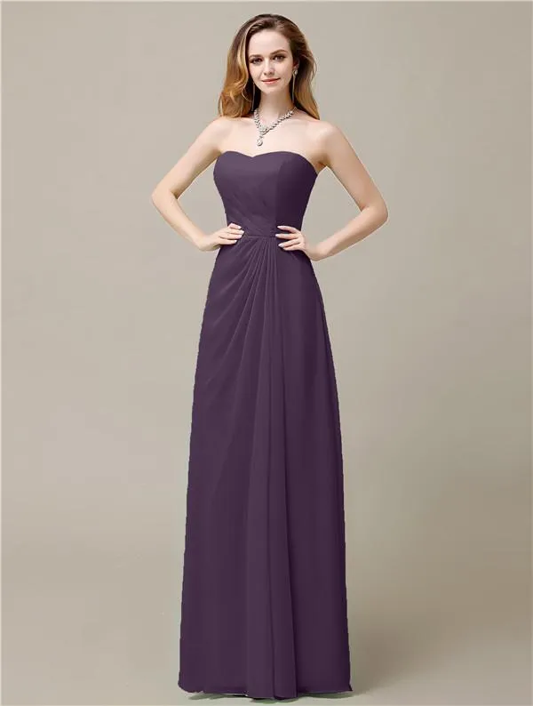 Elegant A-line Chiffon Sweetheart Floor-Length Bridesmaid Dresses