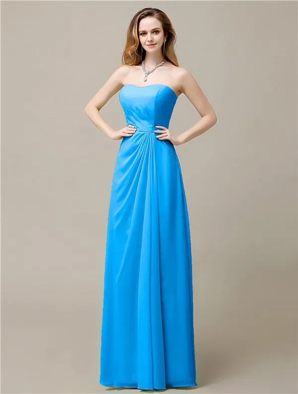 Elegant A-line Chiffon Sweetheart Floor-Length Bridesmaid Dresses