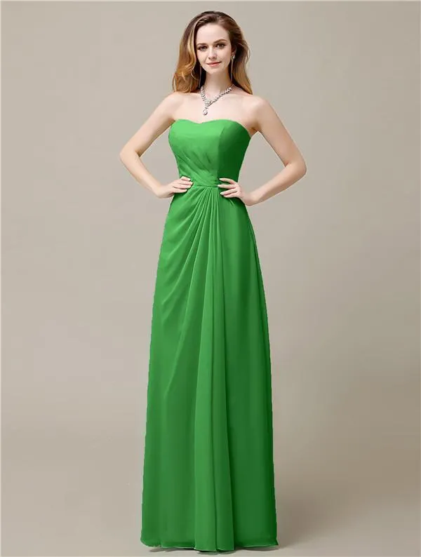 Elegant A-line Chiffon Sweetheart Floor-Length Bridesmaid Dresses