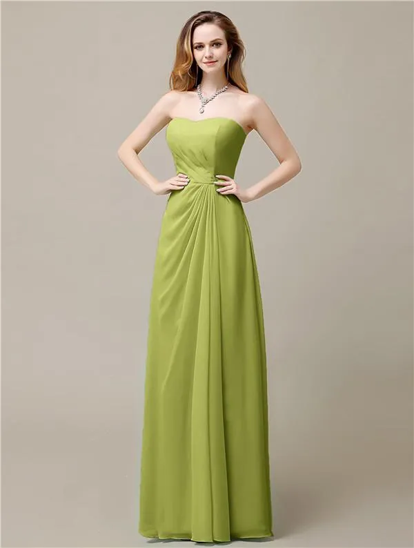 Elegant A-line Chiffon Sweetheart Floor-Length Bridesmaid Dresses