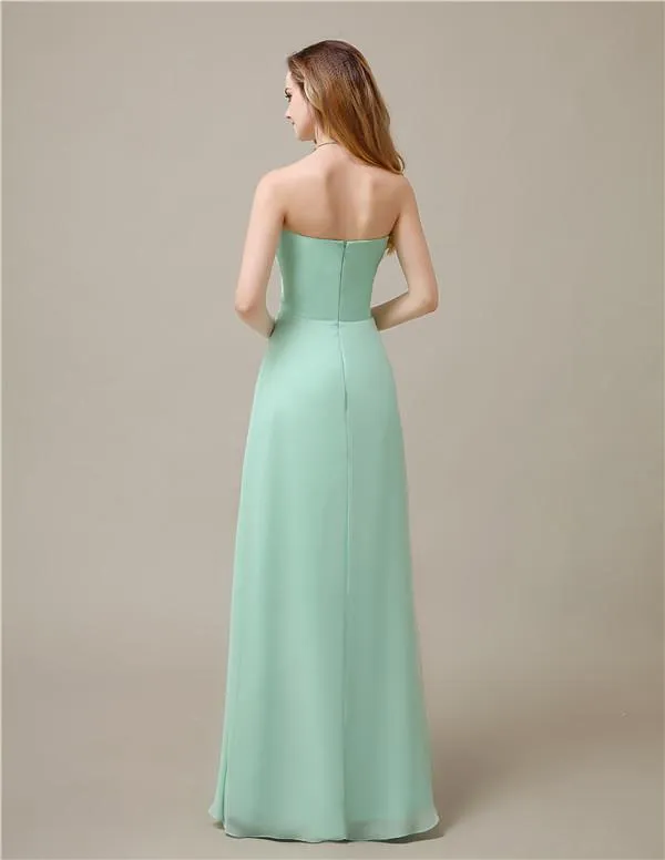 Elegant A-line Chiffon Sweetheart Floor-Length Bridesmaid Dresses