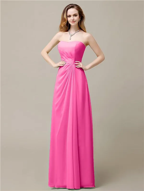 Elegant A-line Chiffon Sweetheart Floor-Length Bridesmaid Dresses