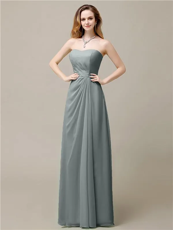 Elegant A-line Chiffon Sweetheart Floor-Length Bridesmaid Dresses