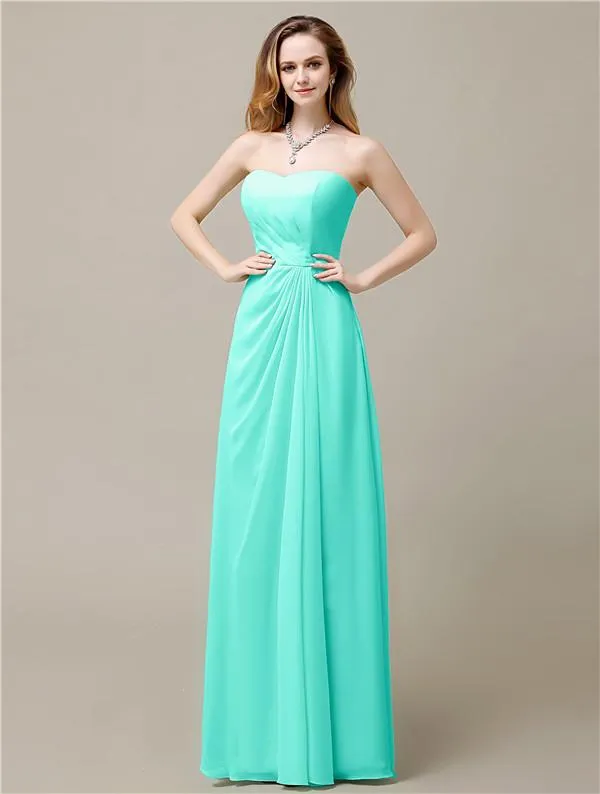 Elegant A-line Chiffon Sweetheart Floor-Length Bridesmaid Dresses