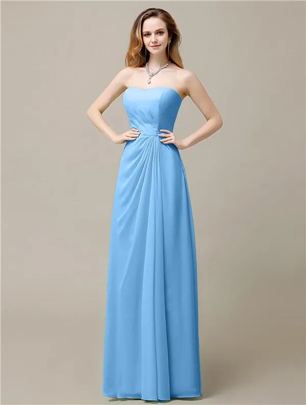 Elegant A-line Chiffon Sweetheart Floor-Length Bridesmaid Dresses