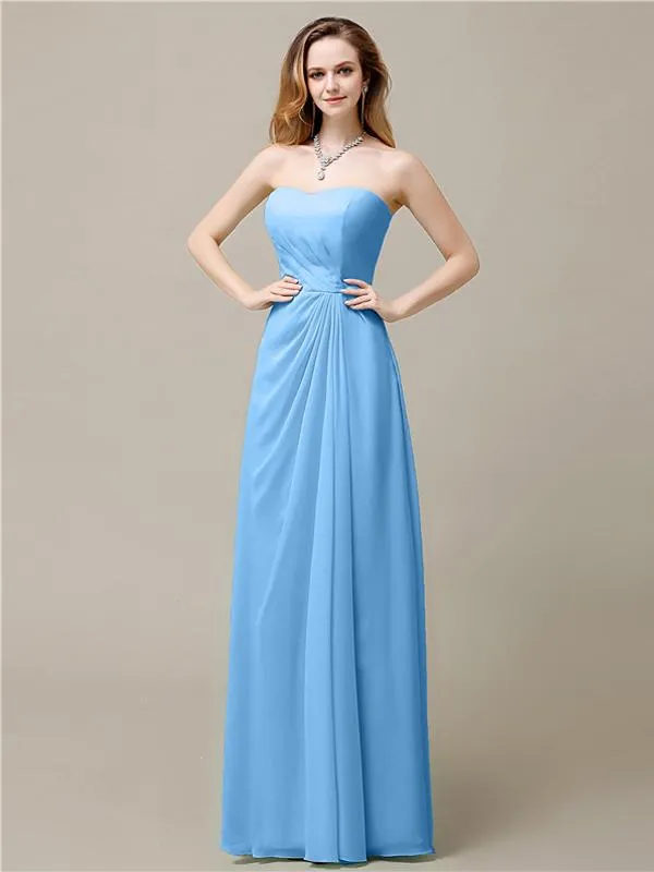 Elegant A-line Chiffon Sweetheart Floor-Length Bridesmaid Dresses