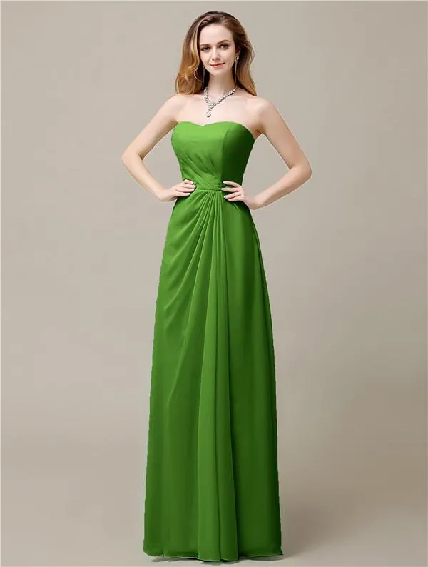 Elegant A-line Chiffon Sweetheart Floor-Length Bridesmaid Dresses