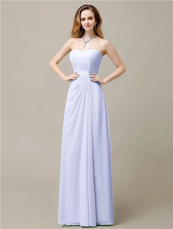 Elegant A-line Chiffon Sweetheart Floor-Length Bridesmaid Dresses