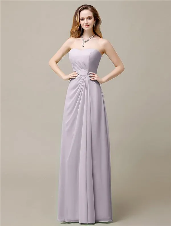 Elegant A-line Chiffon Sweetheart Floor-Length Bridesmaid Dresses