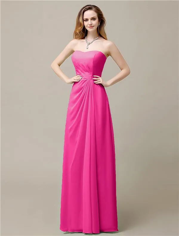 Elegant A-line Chiffon Sweetheart Floor-Length Bridesmaid Dresses