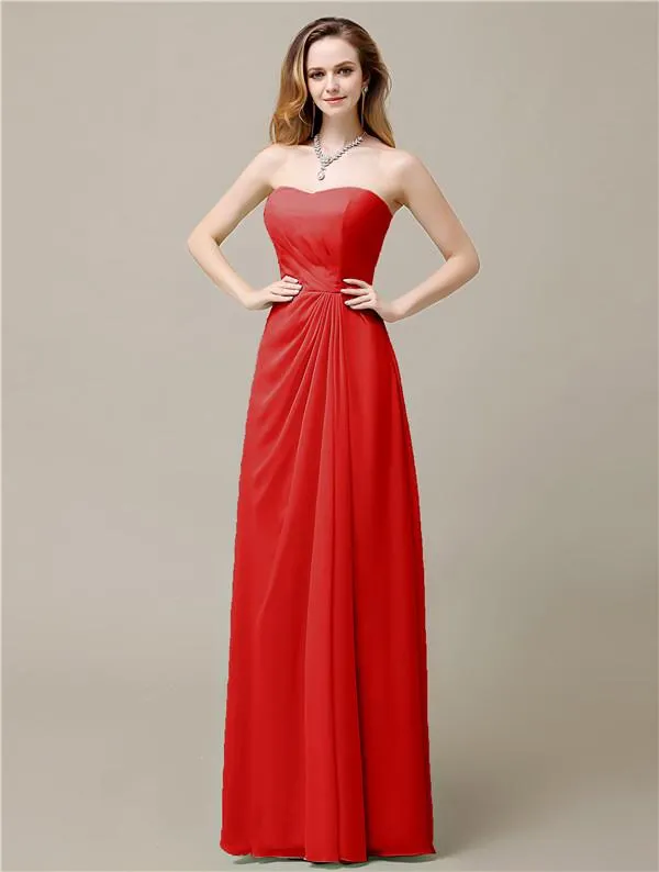 Elegant A-line Chiffon Sweetheart Floor-Length Bridesmaid Dresses